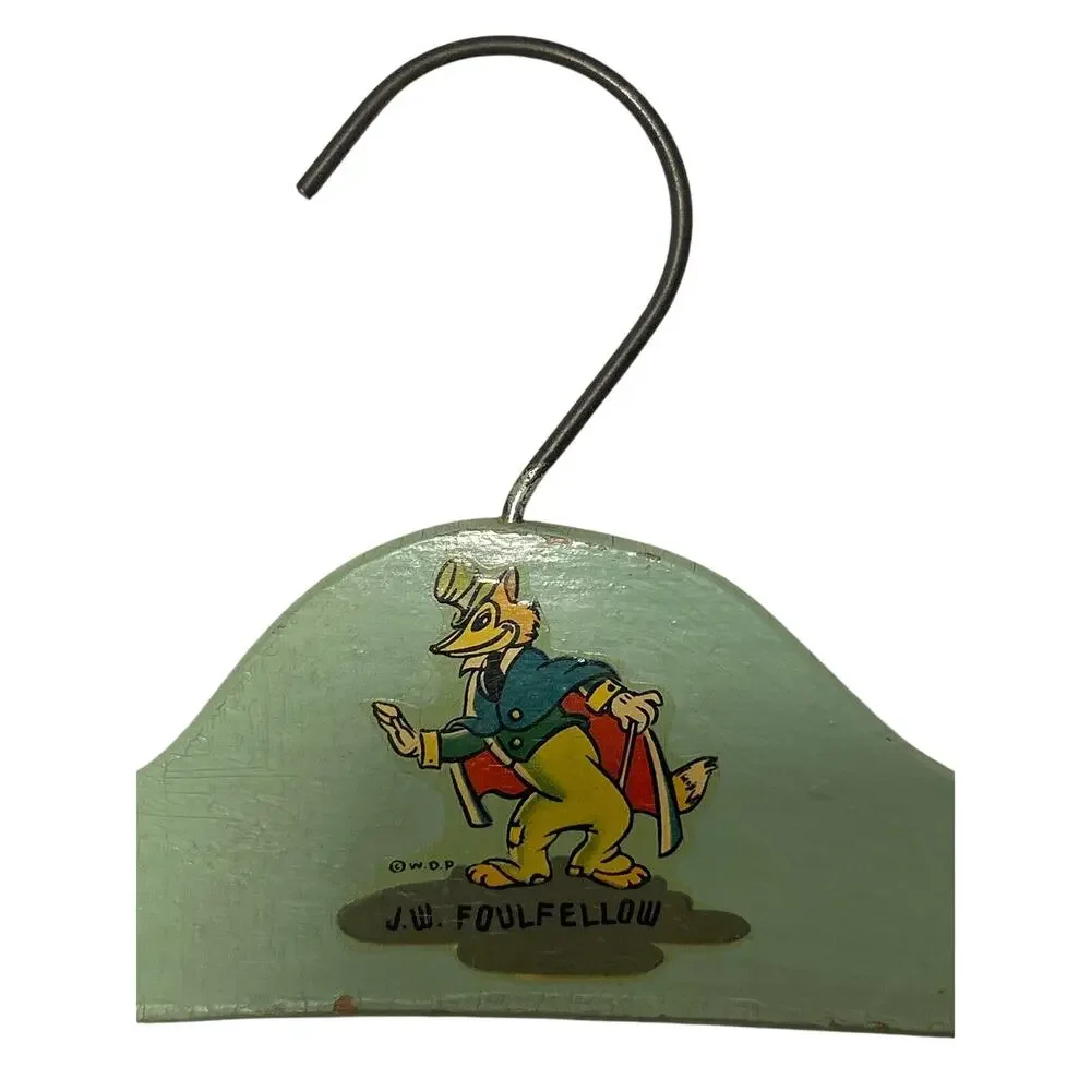 Vtg 50’s/60’s Walt Disney Wooden Hanger Pinochio’s Honest John J.W. FOULFELLOW,